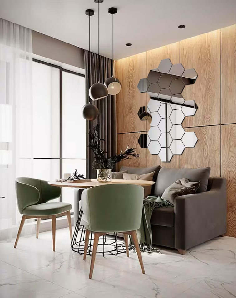 Acrylic Mirror Hexagon wall decor