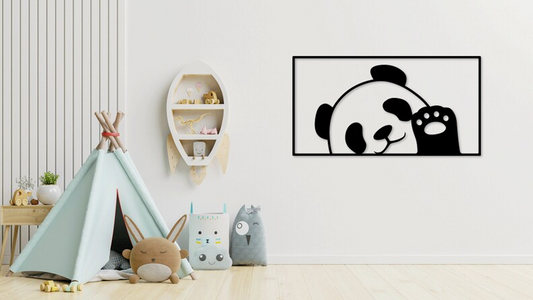Cute panda wooden wall art