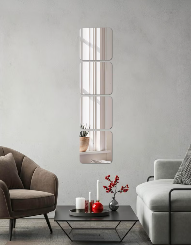 Set of 4 Acrylic Mirror Wall Tiles