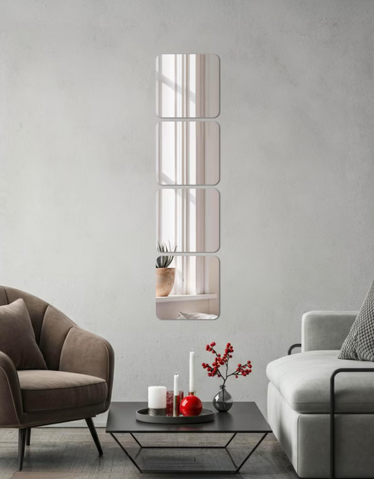 Set of 4 Acrylic Mirror Wall Tiles