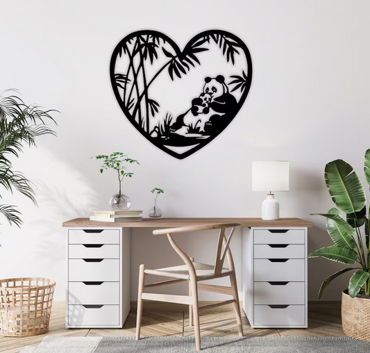 Panda heart wall art