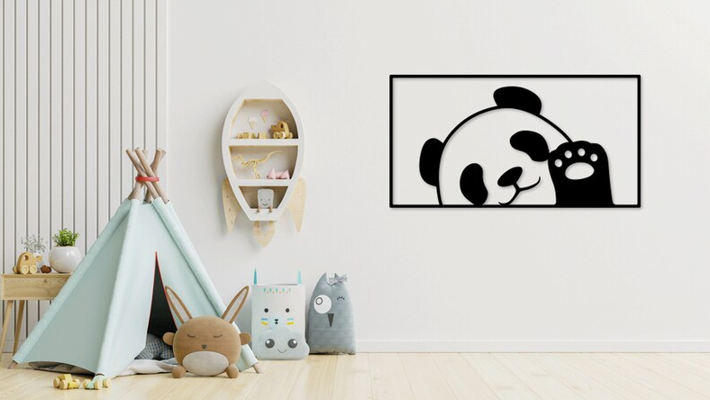 Cute panda wooden wall art